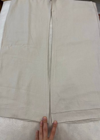 Bej  Midi Keten Kadın Pantolon - Görsel 3