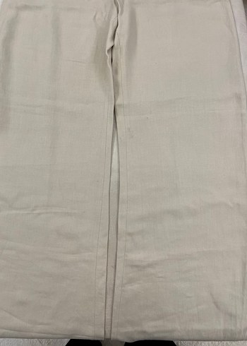 Bej  Midi Keten Kadın Pantolon - Görsel 2