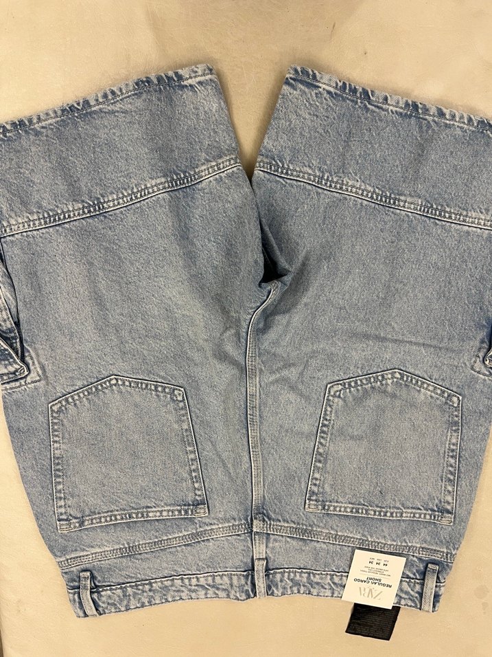 erkek mavi Bol Kesim Kot Şort - Görsel 3