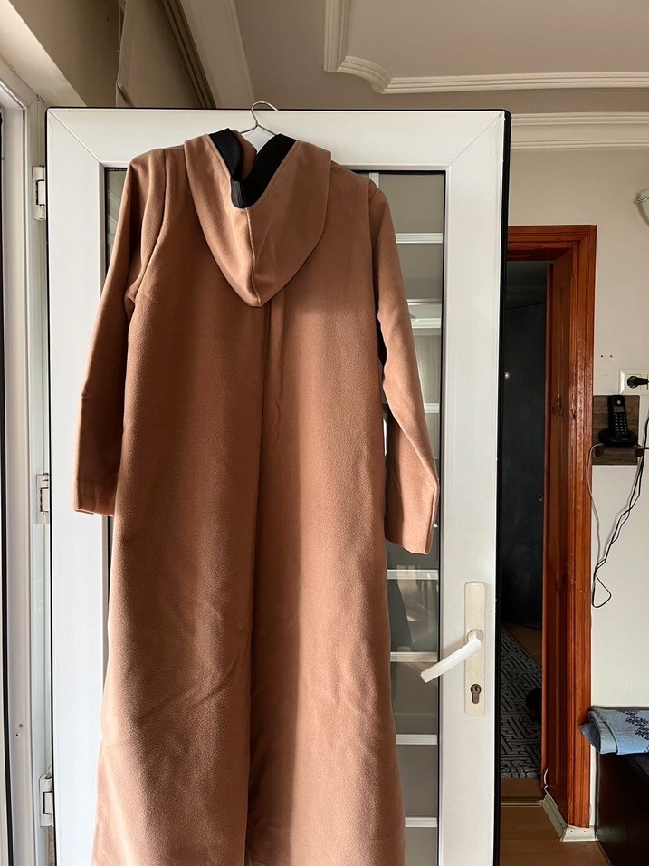 Bej Uzun Fermuarlı Kadın Kaban - Görsel 4