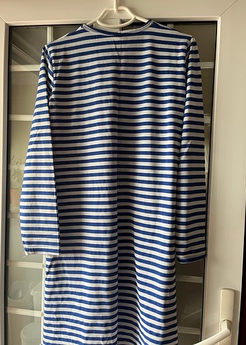 Mavi Çizgili Uzun Kollu Midi Triko Elbise - Görsel 3