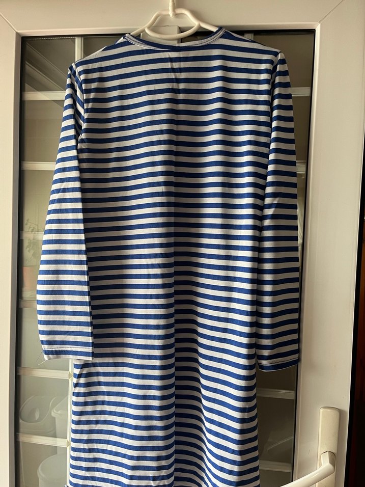 Mavi Çizgili Uzun Kollu Midi Triko Elbise - Görsel 3