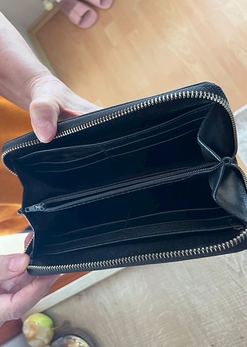 Siyah Deri Fermuarlı Kadın Cüzdanı - Görsel 3