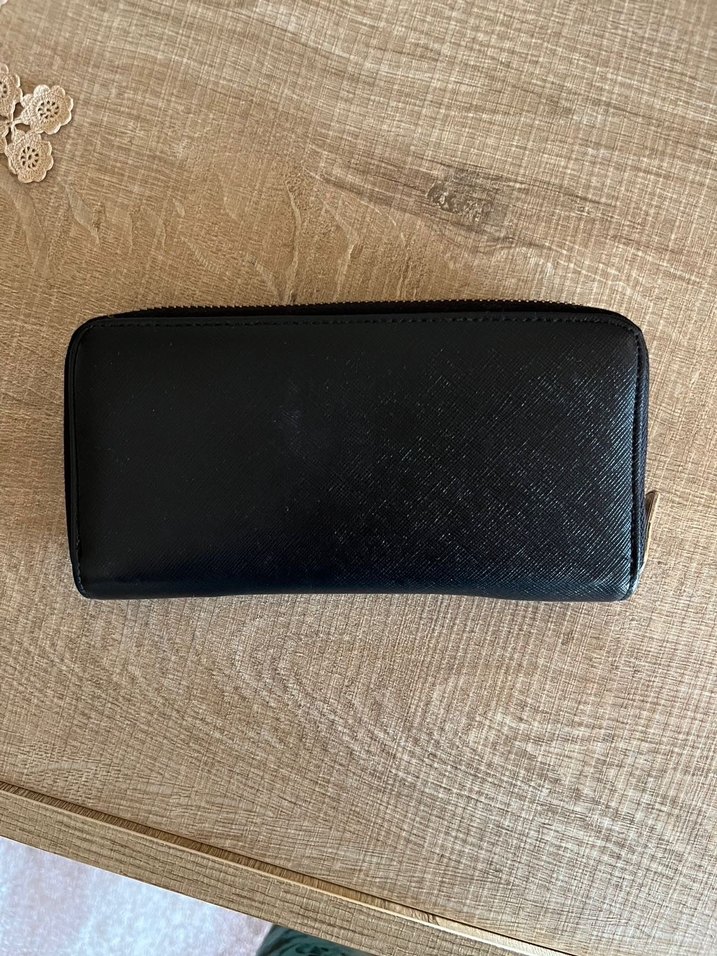 Siyah Deri Fermuarlı Kadın Cüzdanı - Görsel 2