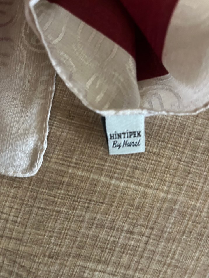 Bordo ve Gri Kenarlı Düz Desen Eşarp - Görsel 4