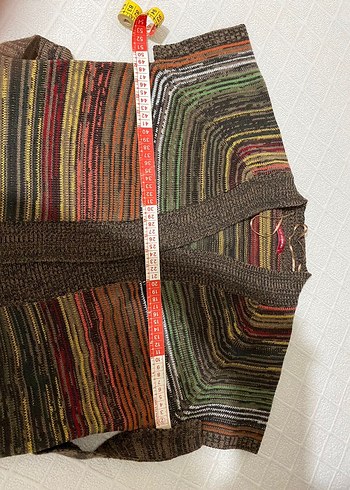 Gri Çok Renkli Bohem Örgü Kolsuz Hırka - Görsel 4