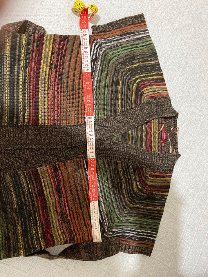 Gri Çok Renkli Bohem Örgü Kolsuz Hırka - Görsel 4