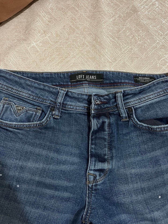 Loft marka Düğmeli Mavi Batik Desenli Erkek pantolon - Görsel 5