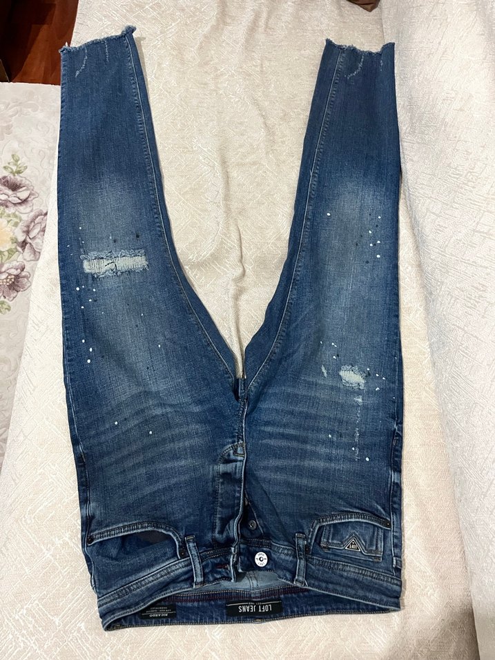 Loft marka Düğmeli Mavi Batik Desenli Erkek pantolon - Görsel 2