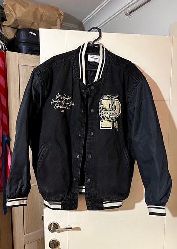 Siyah pull and bear kolej ceket erkek - Görsel 2