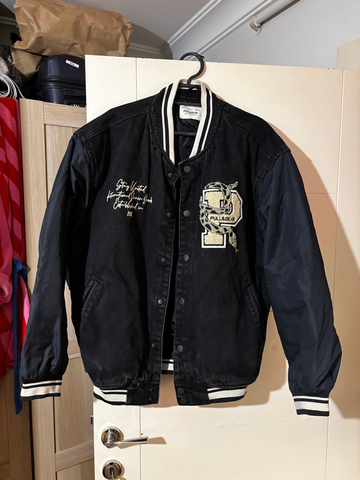 Siyah pull and bear kolej ceket erkek - Görsel 2