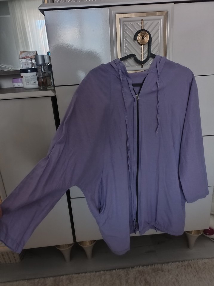 Mor Midi Kapüşonlu Fermuarlı - Görsel 3