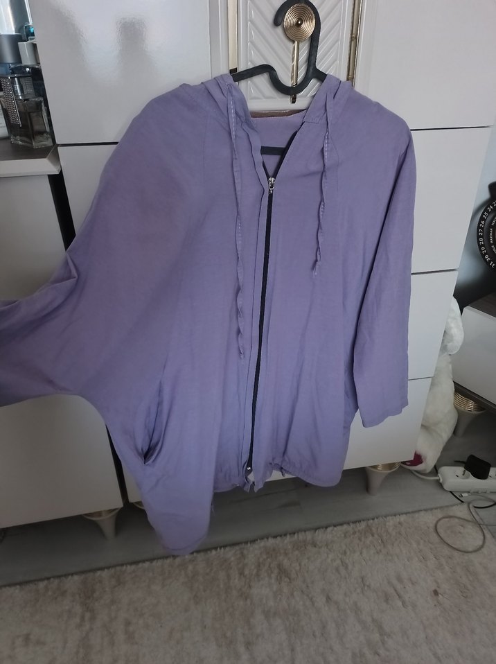 Mor Midi Kapüşonlu Fermuarlı - Görsel 2