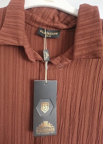 Uzun Kollu Keten Kahverengi Pliseli Elbise - Görsel 3