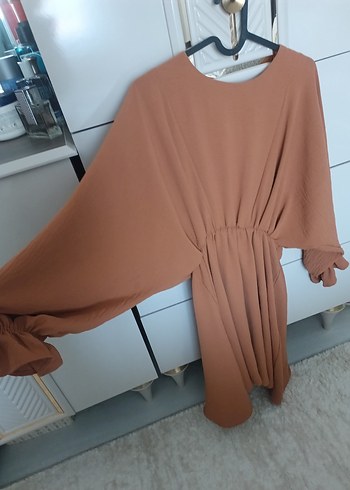 Kahverengi Uzun Salaş Kadın Elbise - Görsel 2