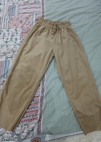 Bej Kadın Pilili Kumaş Pantolon - Görsel 2