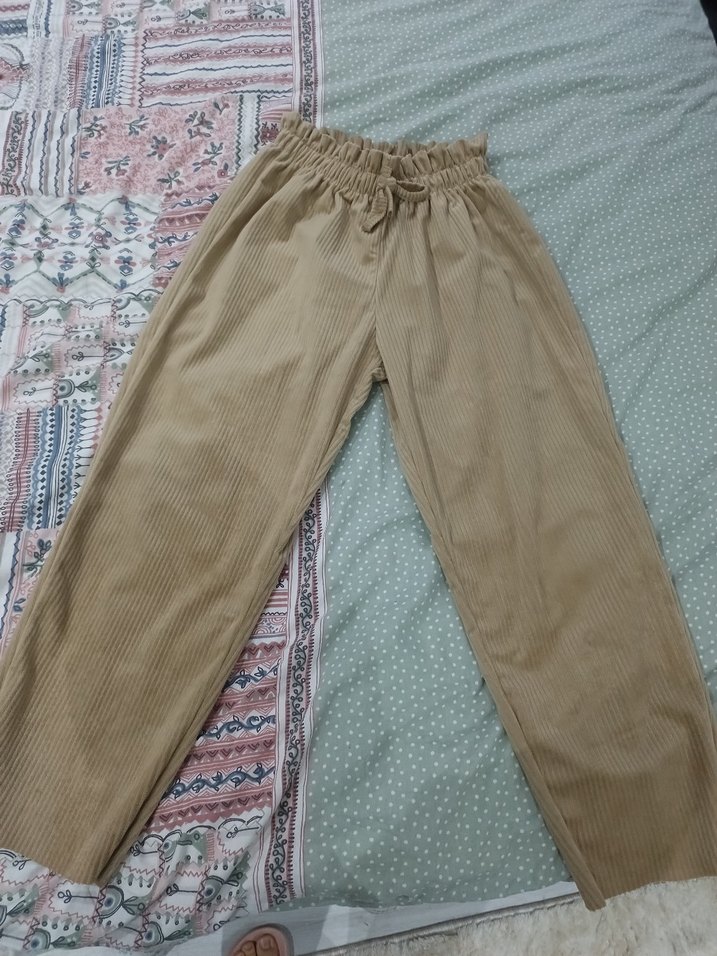 Bej Kadın Pilili Kumaş Pantolon - Görsel 2