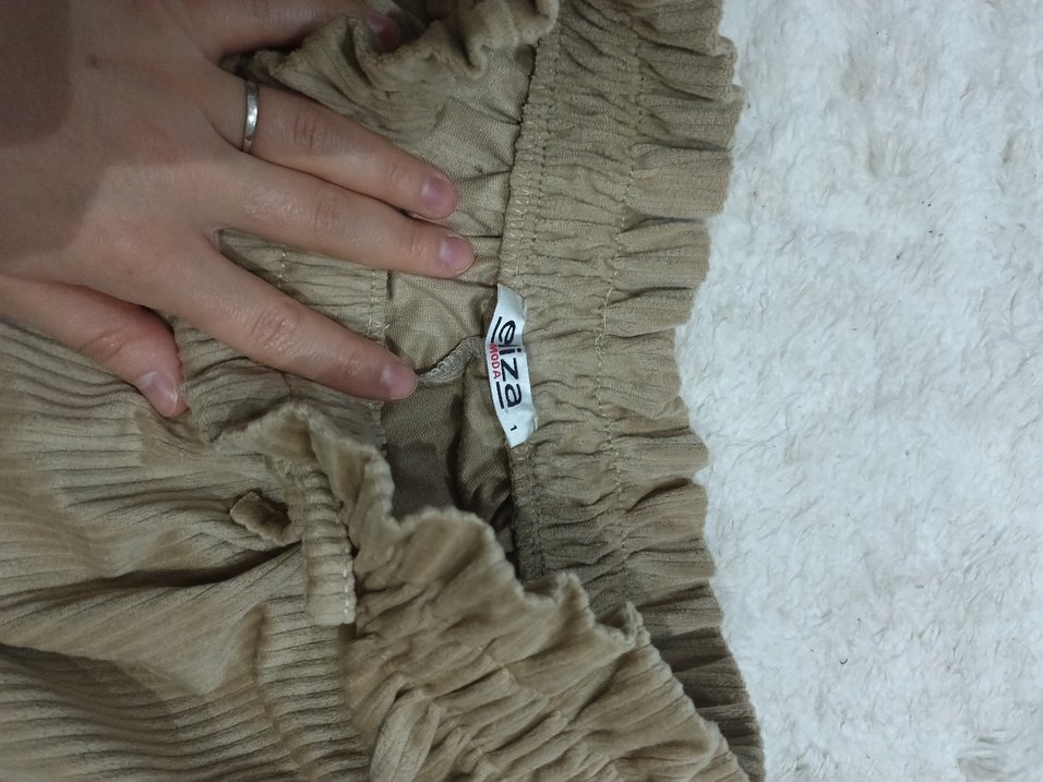 Bej Kadın Pilili Kumaş Pantolon - Görsel 5