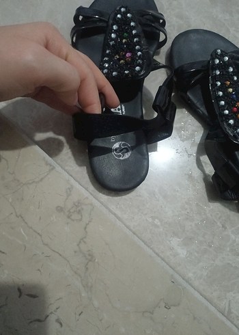 Siyah Taşlı Kadın Sandalet - Görsel 2