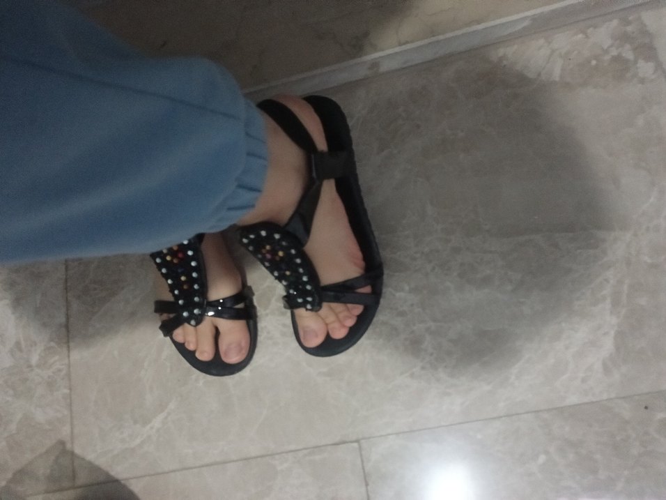 Siyah Taşlı Kadın Sandalet - Görsel 4