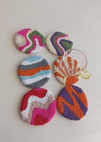 Renkli El Yapımı punch Bardak Altlıkları - Görsel 3