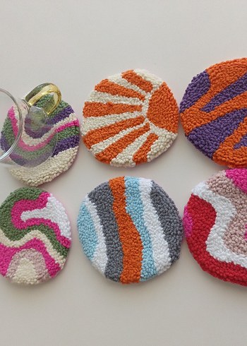 Renkli El Yapımı punch Bardak Altlıkları - Görsel 2