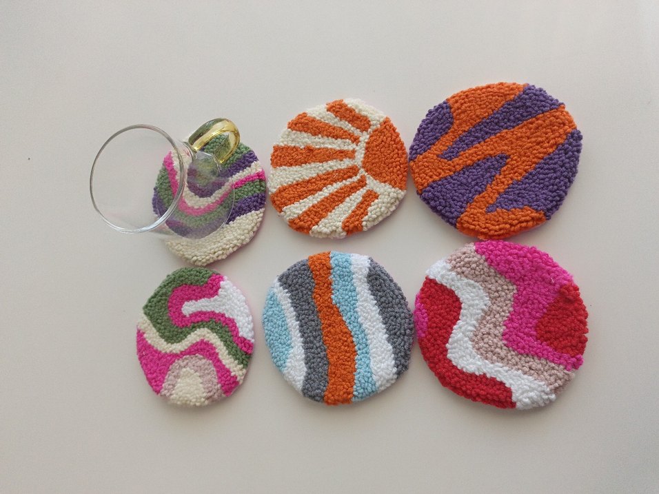 Renkli El Yapımı punch Bardak Altlıkları - Görsel 2