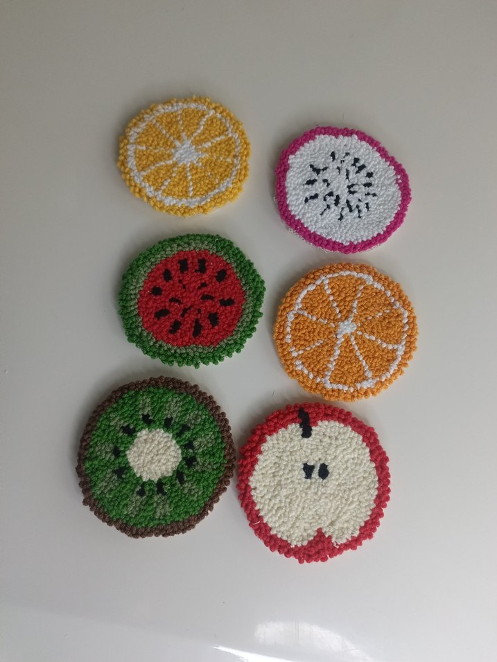 Meyve Desenli El Yapımi punch bardak altlıkları - Görsel 2