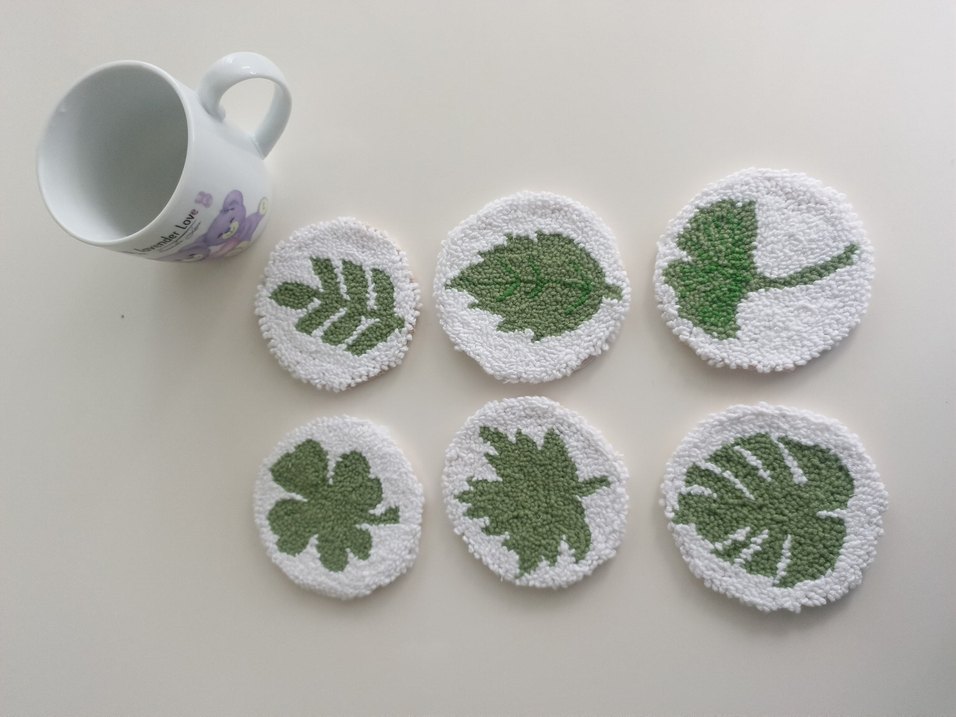 Bohem Yaprak Desenli El Yapımı Bardak Altlıkları punch - Görsel 4