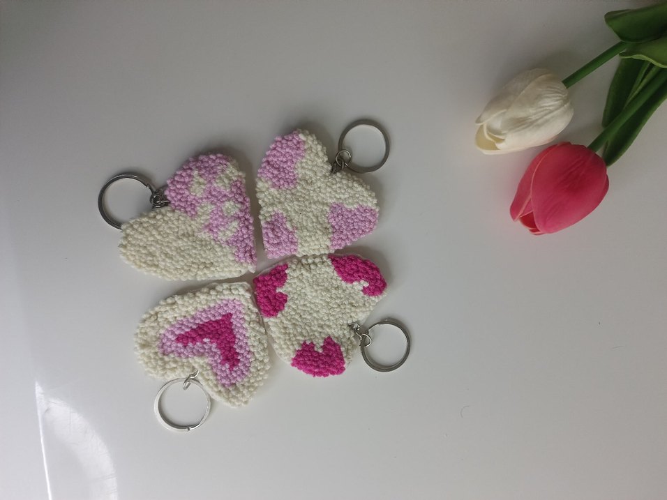 Renkli Örgü punch Kedi Figürlü Anahtarlıklar - Görsel 2