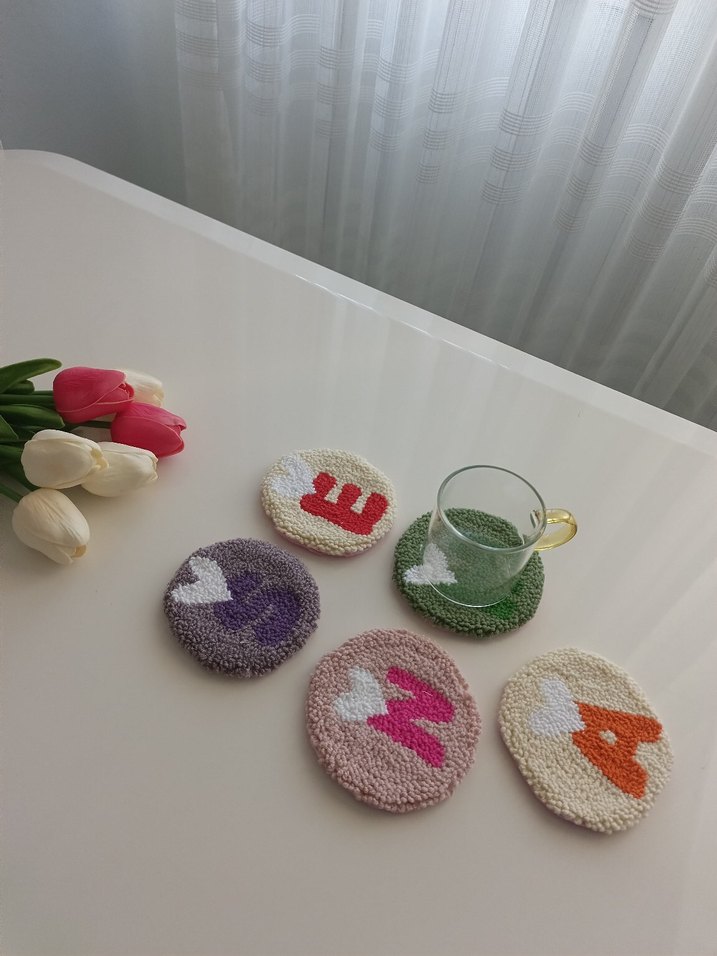 Bohem Tarzda Renkli punch Bardak Altlıkları Harfli - Görsel 2