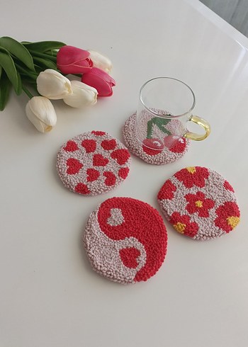 Bohem Tarzı El Yapımı Renkli Bardak Altlıkları punch - Görsel 4