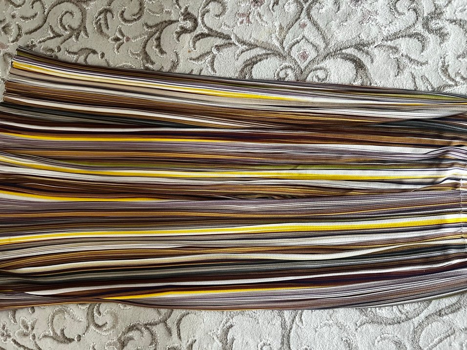 Çizgili Pliseli Kadın Kumaş Pantolon - Görsel 2