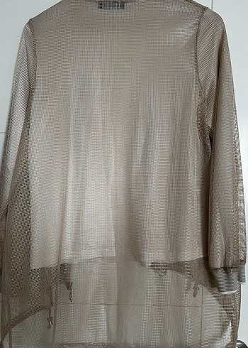 Bej Şeffaf Midi Kadın Ceket - Görsel 10