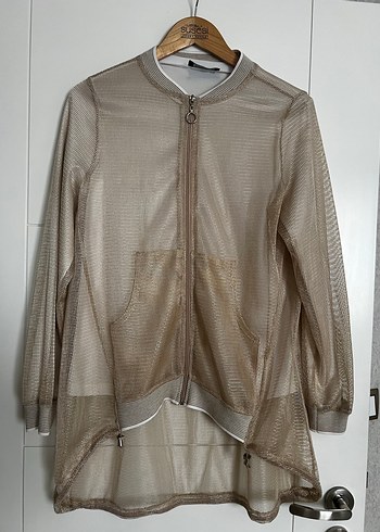 Bej Şeffaf Midi Kadın Ceket - Görsel 5