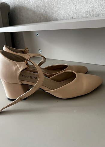 Bej Tokalı Kadın Topuklu Ayakkabı - Görsel 4