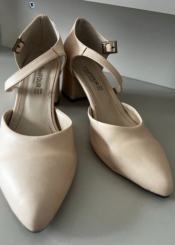 Bej Tokalı Kadın Topuklu Ayakkabı - Görsel 2