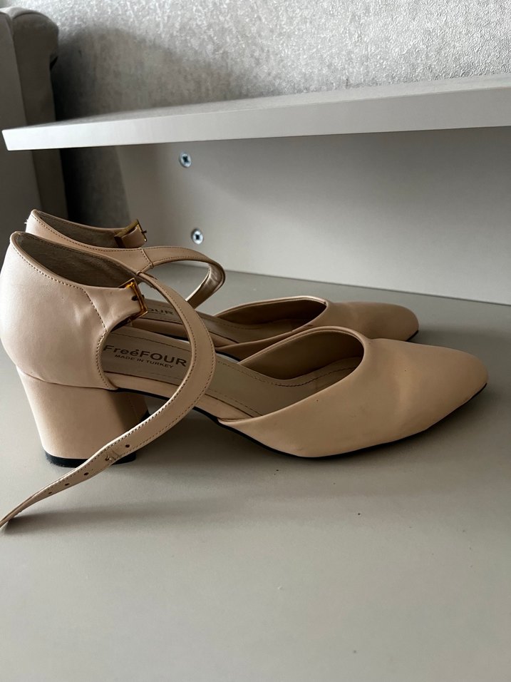 Bej Tokalı Kadın Topuklu Ayakkabı - Görsel 4