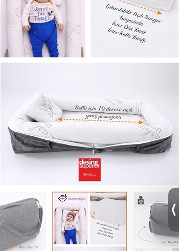 Gri Çok Fonksiyonlu Bebek Taşıma ve Reflü Yatağı - Görsel 2