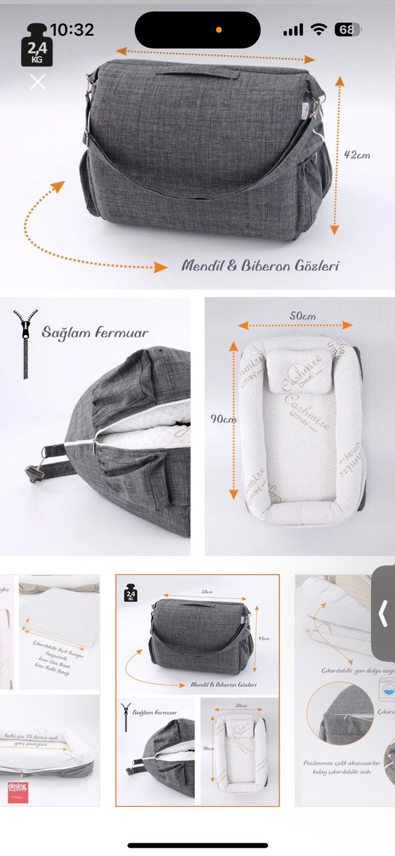 Gri Çok Fonksiyonlu Bebek Taşıma ve Reflü Yatağı - Görsel 3