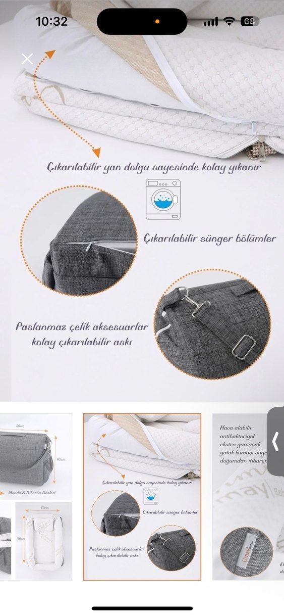 Gri Çok Fonksiyonlu Bebek Taşıma ve Reflü Yatağı - Görsel 4