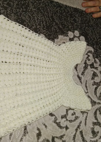 Kız Çocuk Beyaz Örgü elbise 1 2 yasa uygun - Görsel 2