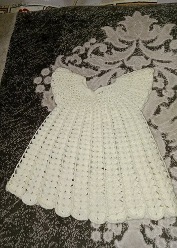 Kız Çocuk Beyaz Örgü elbise 1 2 yasa uygun - Görsel 3