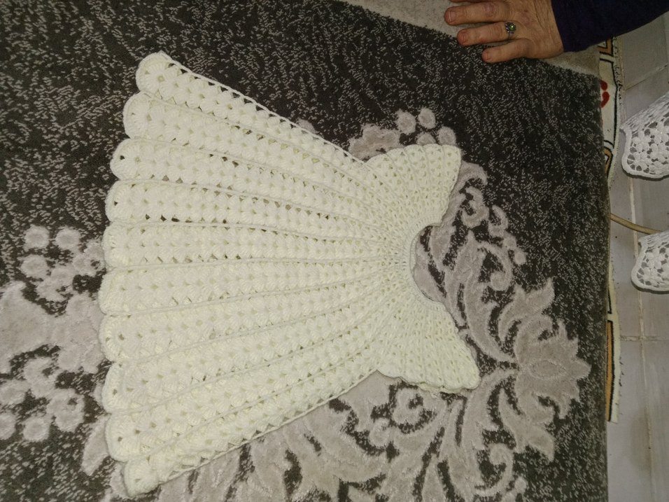 Kız Çocuk Beyaz Örgü elbise 1 2 yasa uygun - Görsel 2