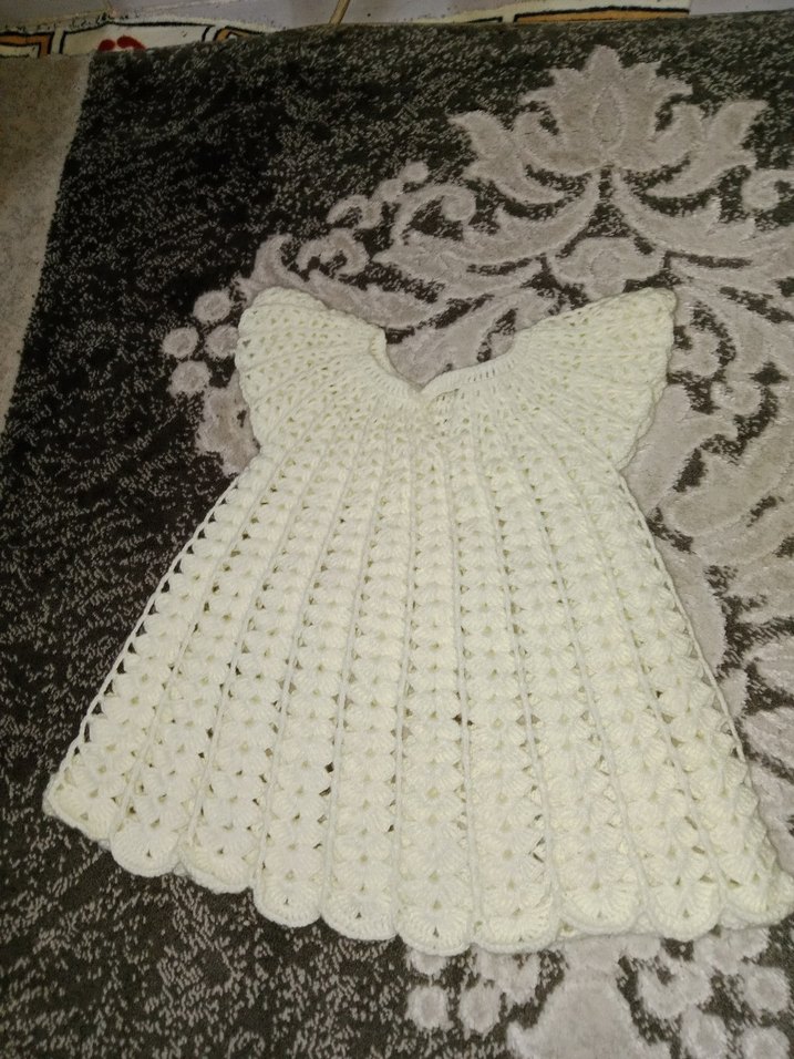 Kız Çocuk Beyaz Örgü elbise 1 2 yasa uygun - Görsel 3