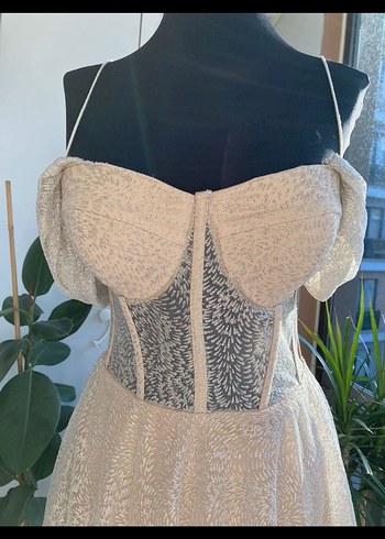 Vintage Dantel İşlemeli Straplez Uzun Nişan, Söz  Elbisesi - Görsel 2