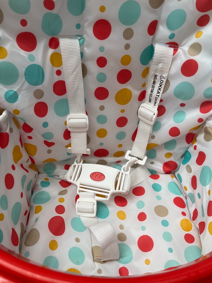 Renkli Desenli Kırmızı Mama Sandalyesi - Görsel 2