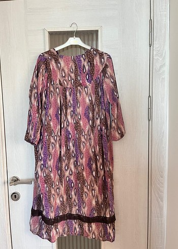 Uzun Bohem Mor Batik Elbise