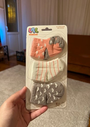 Kız Çocuk Çok Renkli Desenli Triko Çorap Seti - Görsel 2