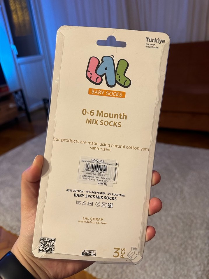 Kız Çocuk Çok Renkli Desenli Triko Çorap Seti - Görsel 3